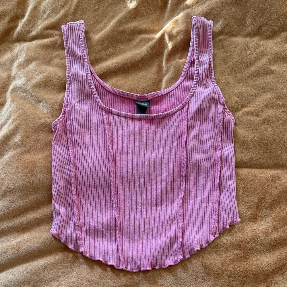 Pink Ribbed Women's Top